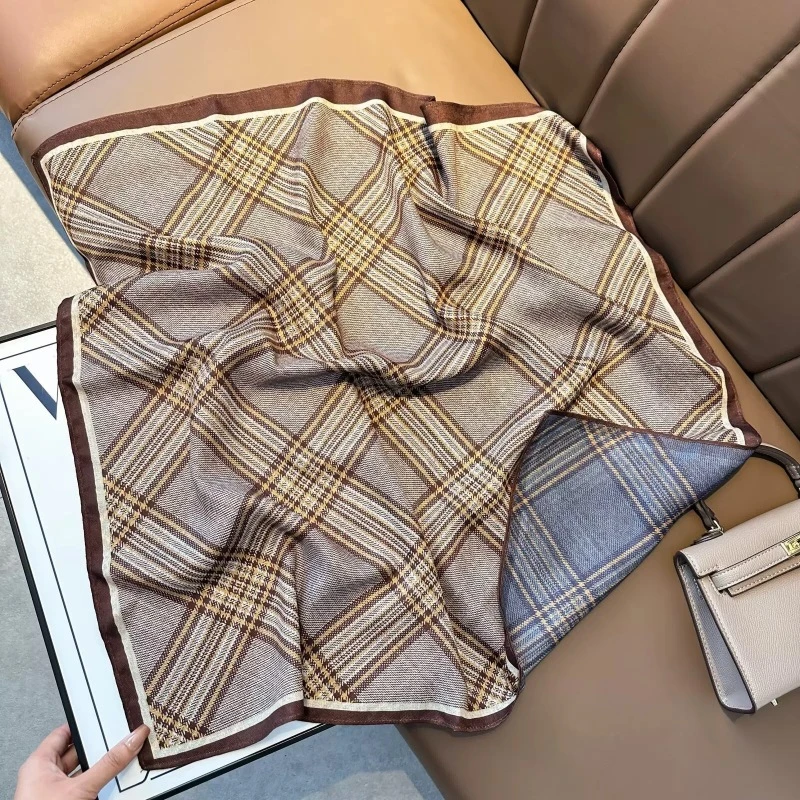 P9【格纹邂逅】新款丝毛双面65*65围巾方巾