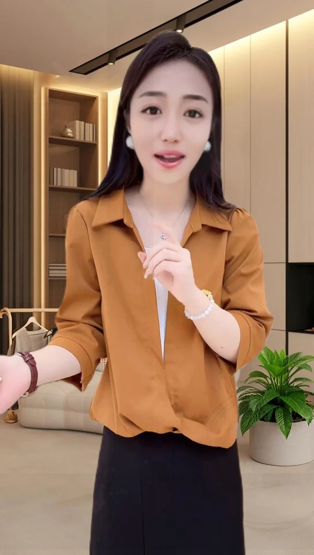 QL新款拼接假两件衬衫设计洋气百搭女士上衣