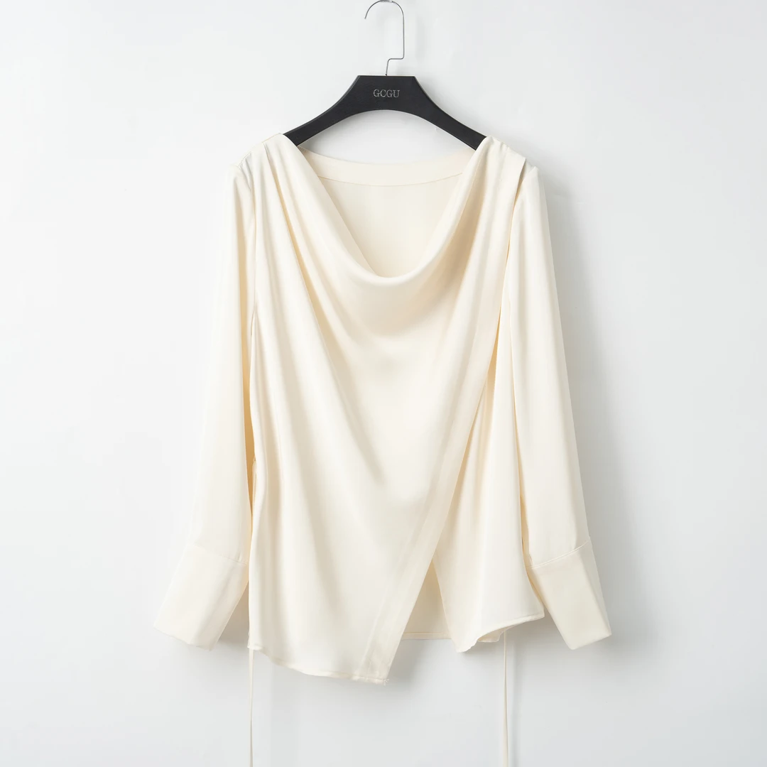 米白长袖设计感小众上衣-21575