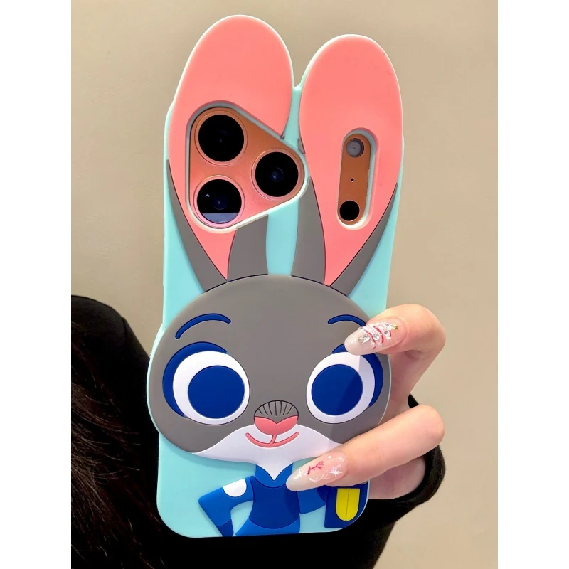 适用苹果iphone17promax立体兔子16pro创意15ins可爱14硅胶手机壳