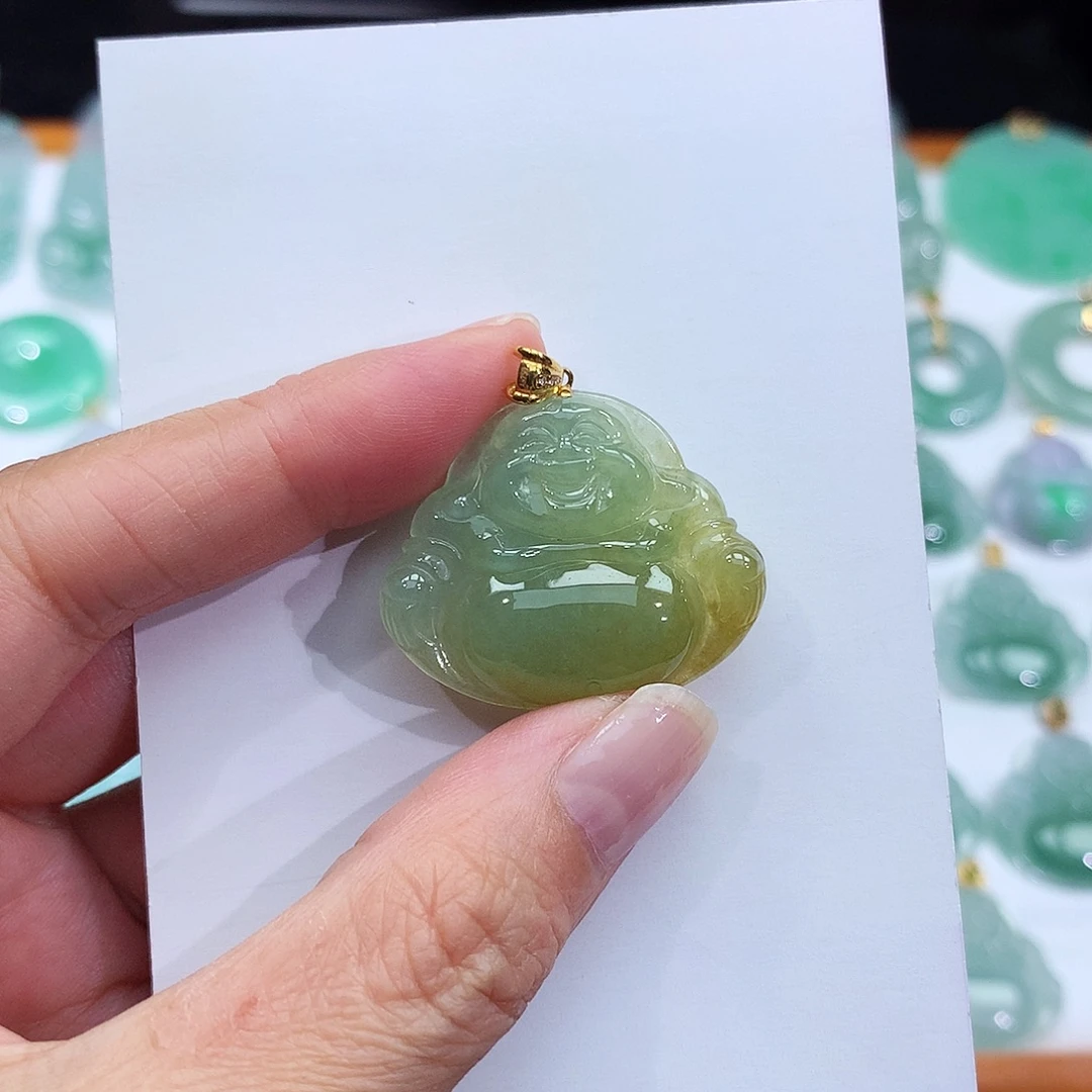 颈饰18K金镶嵌翡翠翡翠吊坠