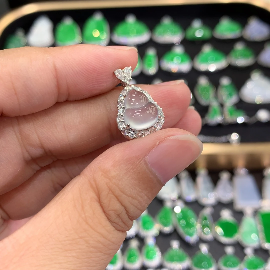 翡翠18K金镶嵌吊坠(不含链)吊坠