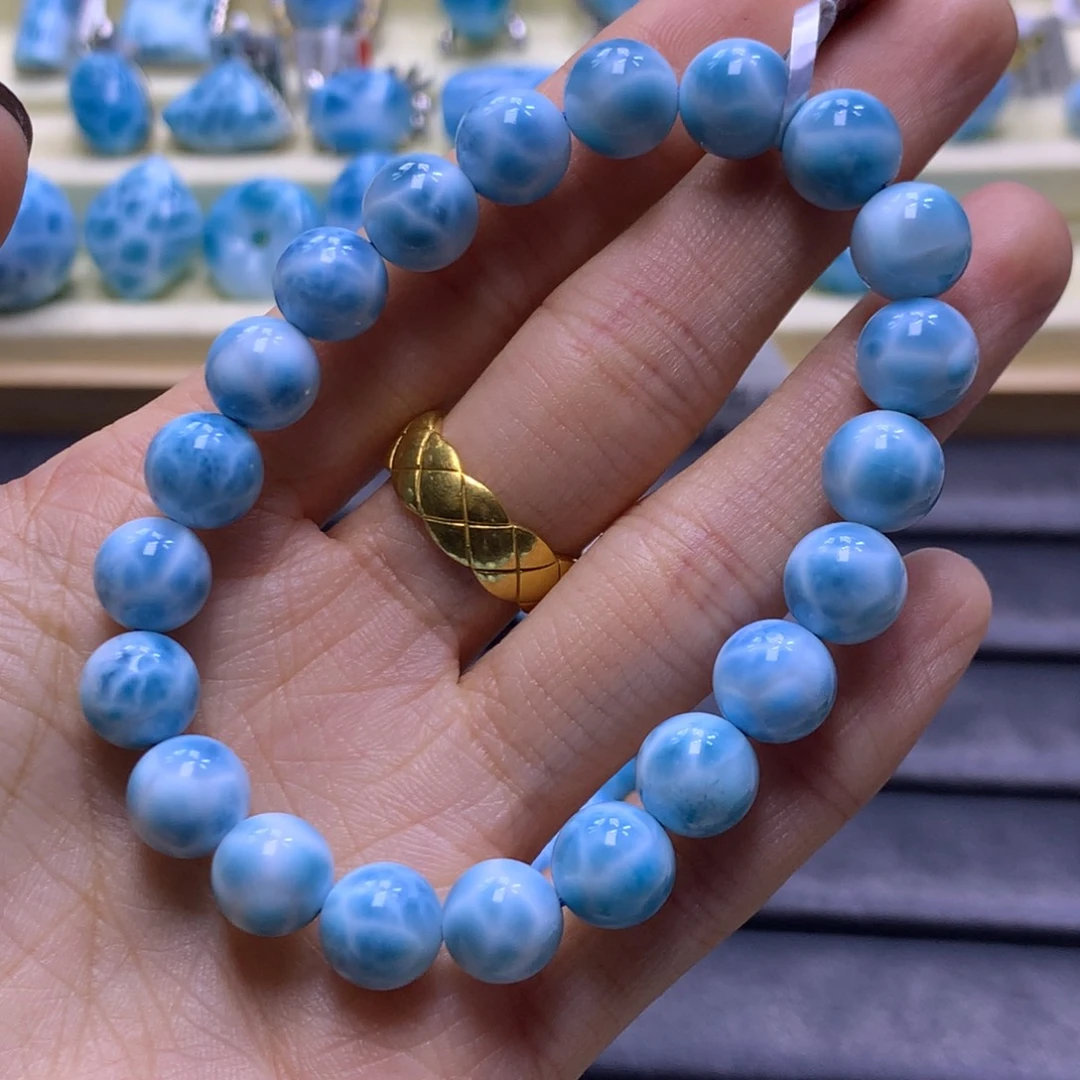针钠钙石（海纹石）未镶嵌手链精品满纹9mm手串色差略异