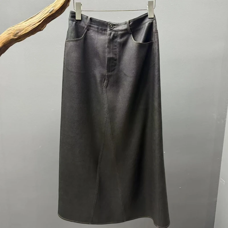 墨枝 45姆米重磅香云纱半身裙P900A653