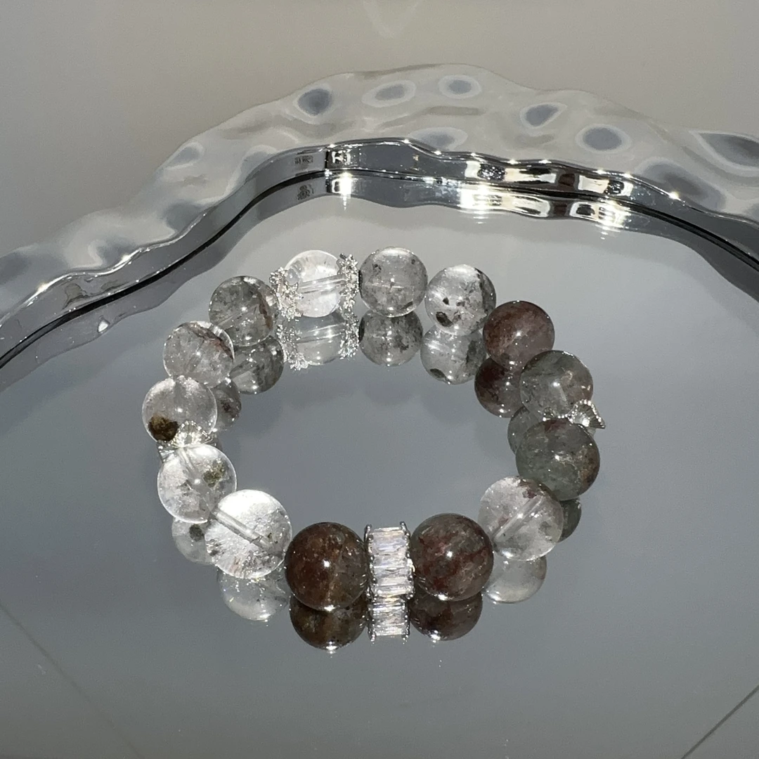 【泓钰珠宝✖️聚八方】天然绿幽灵12.5mm白水晶多样发一3041