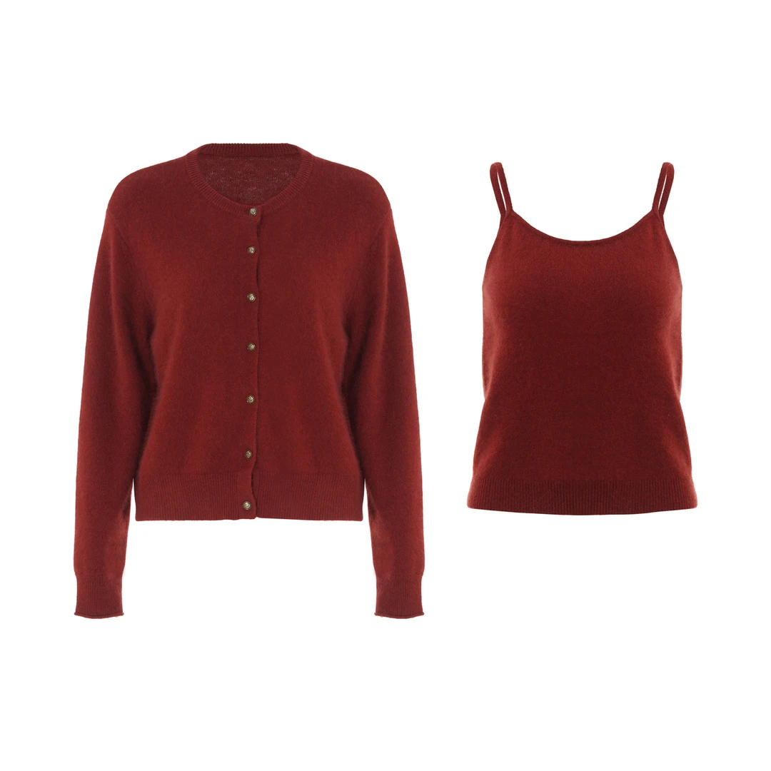 LYNEE 系扣针织圆领开衫女简约吊带上衣 LGD2EAK092/LGD2EAK091