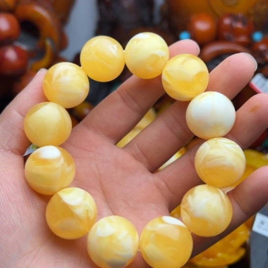 琥珀（花珀）手串未镶嵌蜜蜡