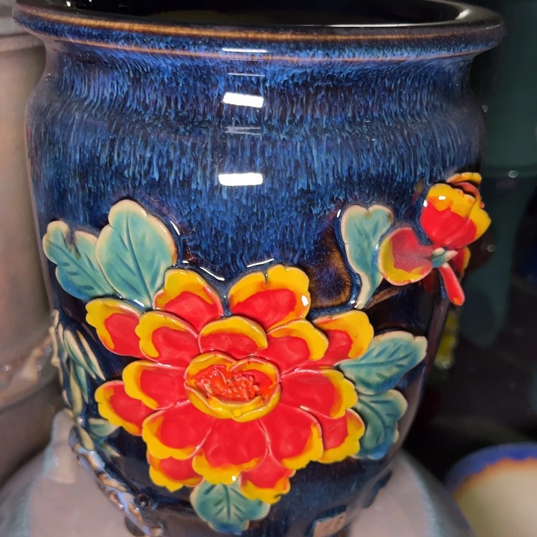 正宗岭南石湾盆放漏