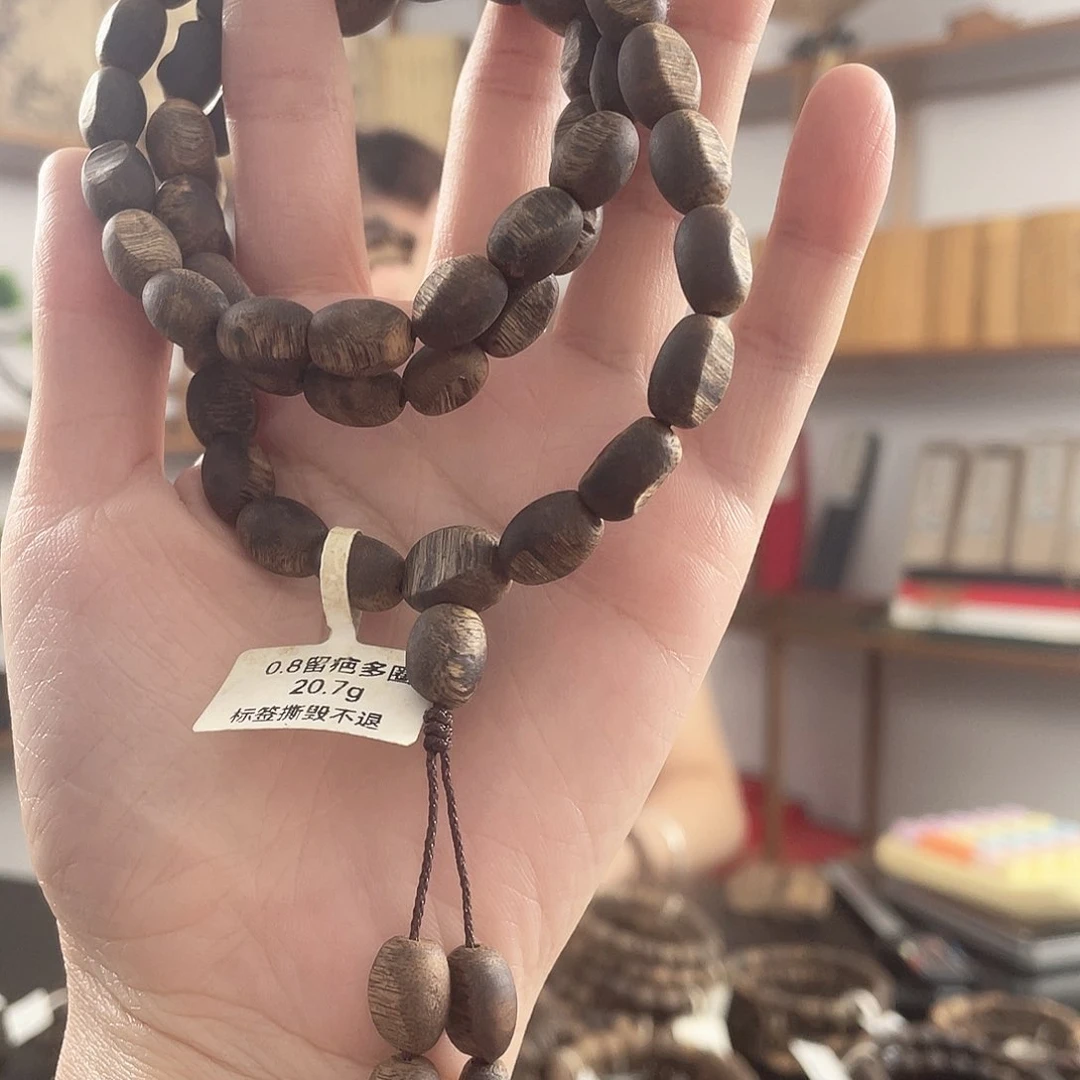沉香手串多圈留疤珠20+