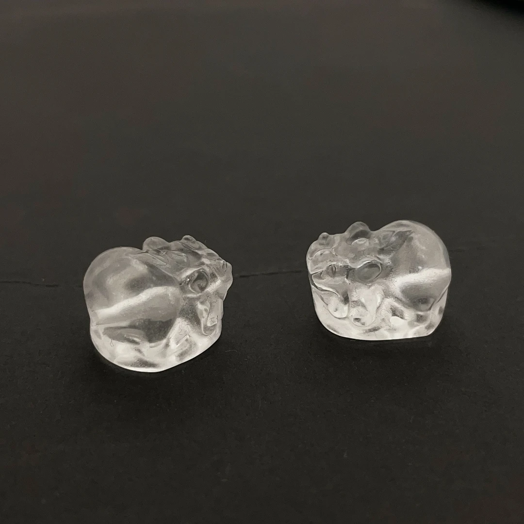 【萌宝饰品】A158白水晶貔貅通孔款 约17*13mm 百搭 时尚DIY 配件