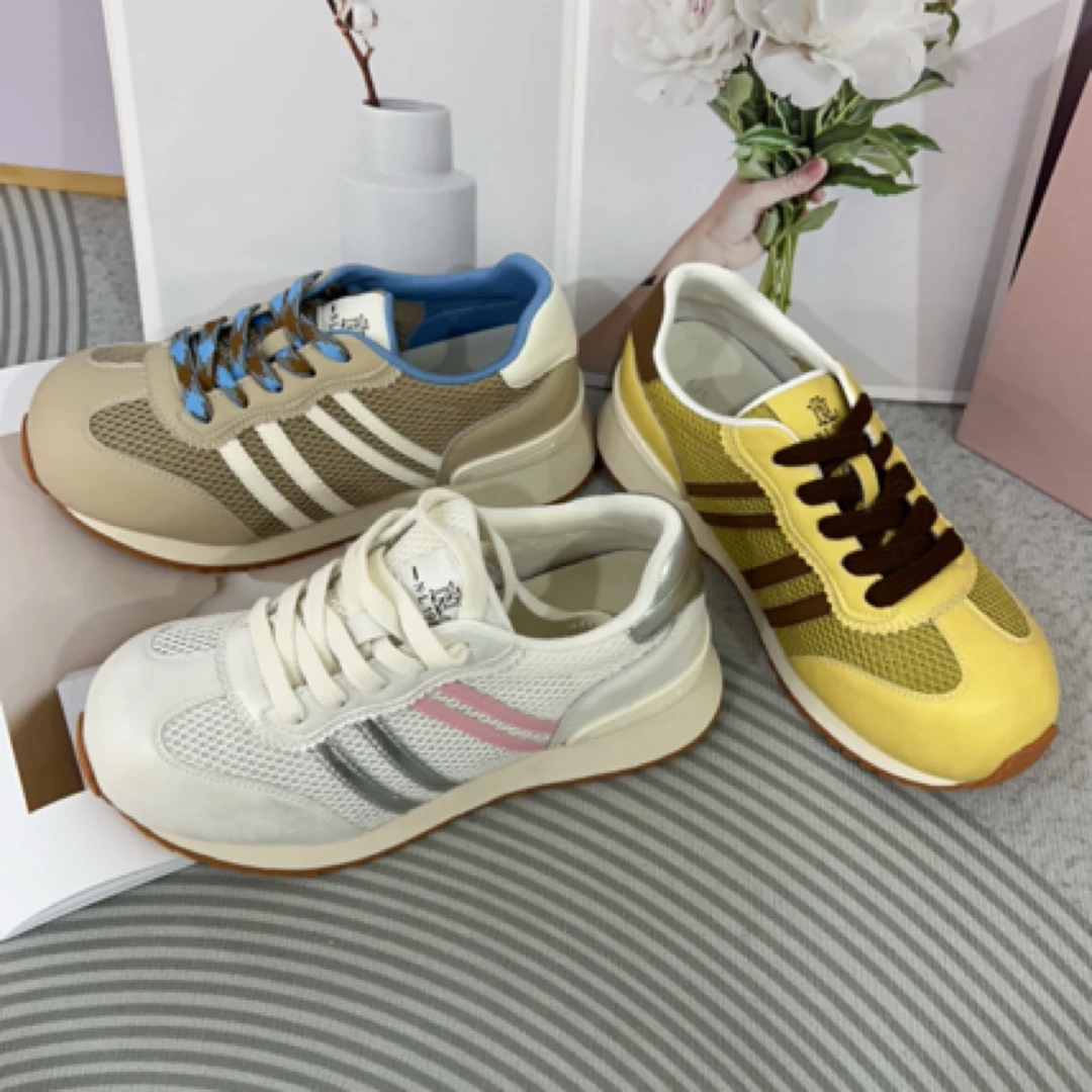 玲B0107-1网面撞色轻便透气厚底时尚百搭女士阿甘鞋春夏两穿