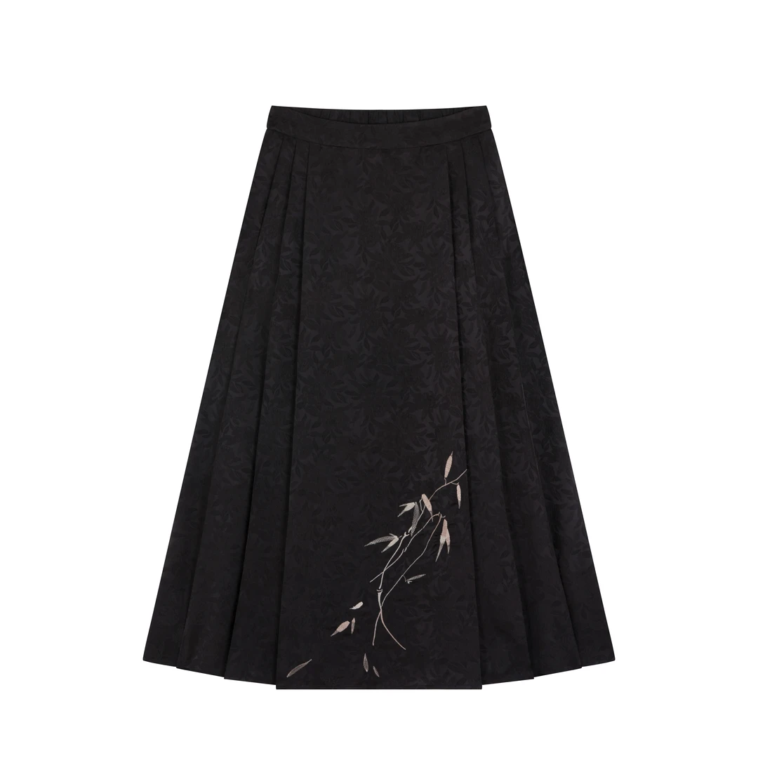 沫晗依美【夜阑竹影改良中式国风马面裙】25秋时尚垂感半身裙5074