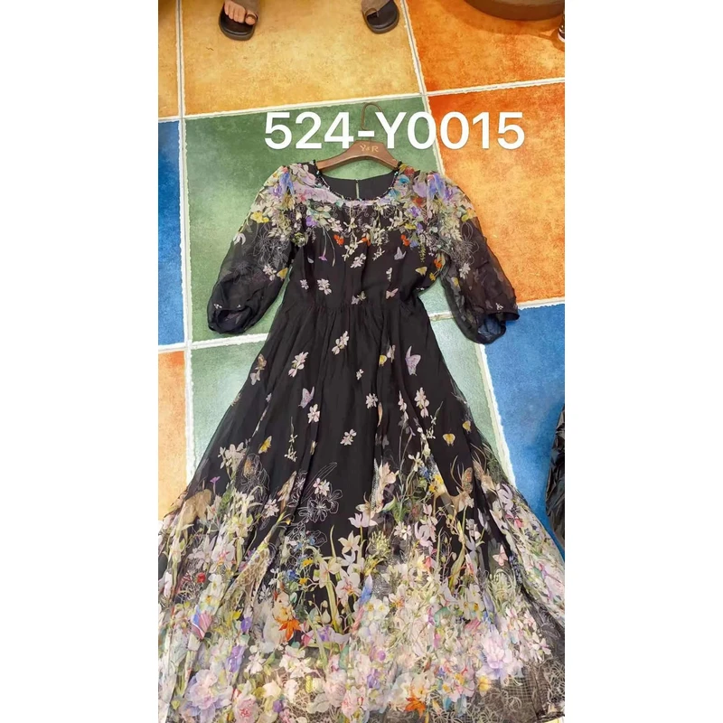 【-禾枫原创】百分100桑蚕丝连衣裙524-Y0015