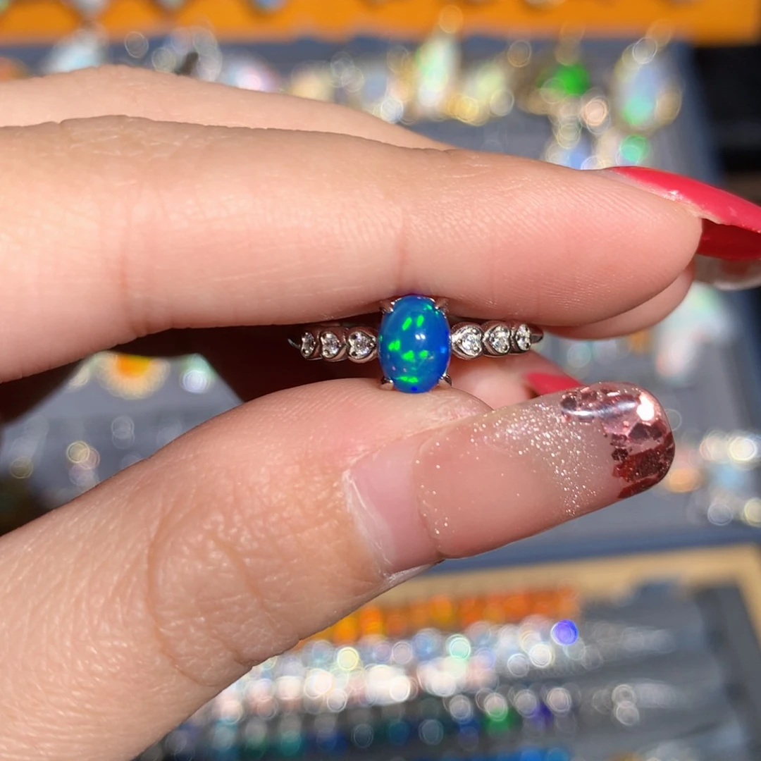 银S925镶嵌欧泊欧泊戒指y