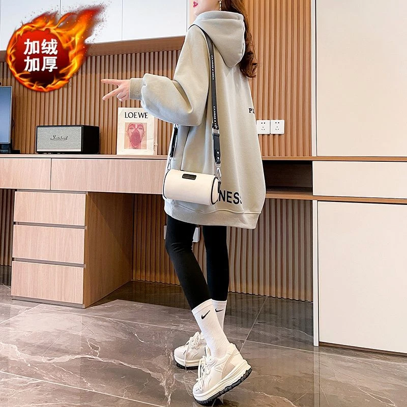 大码女装连帽卫衣女秋冬新款宽松显瘦百搭休闲运动外套上衣ins潮