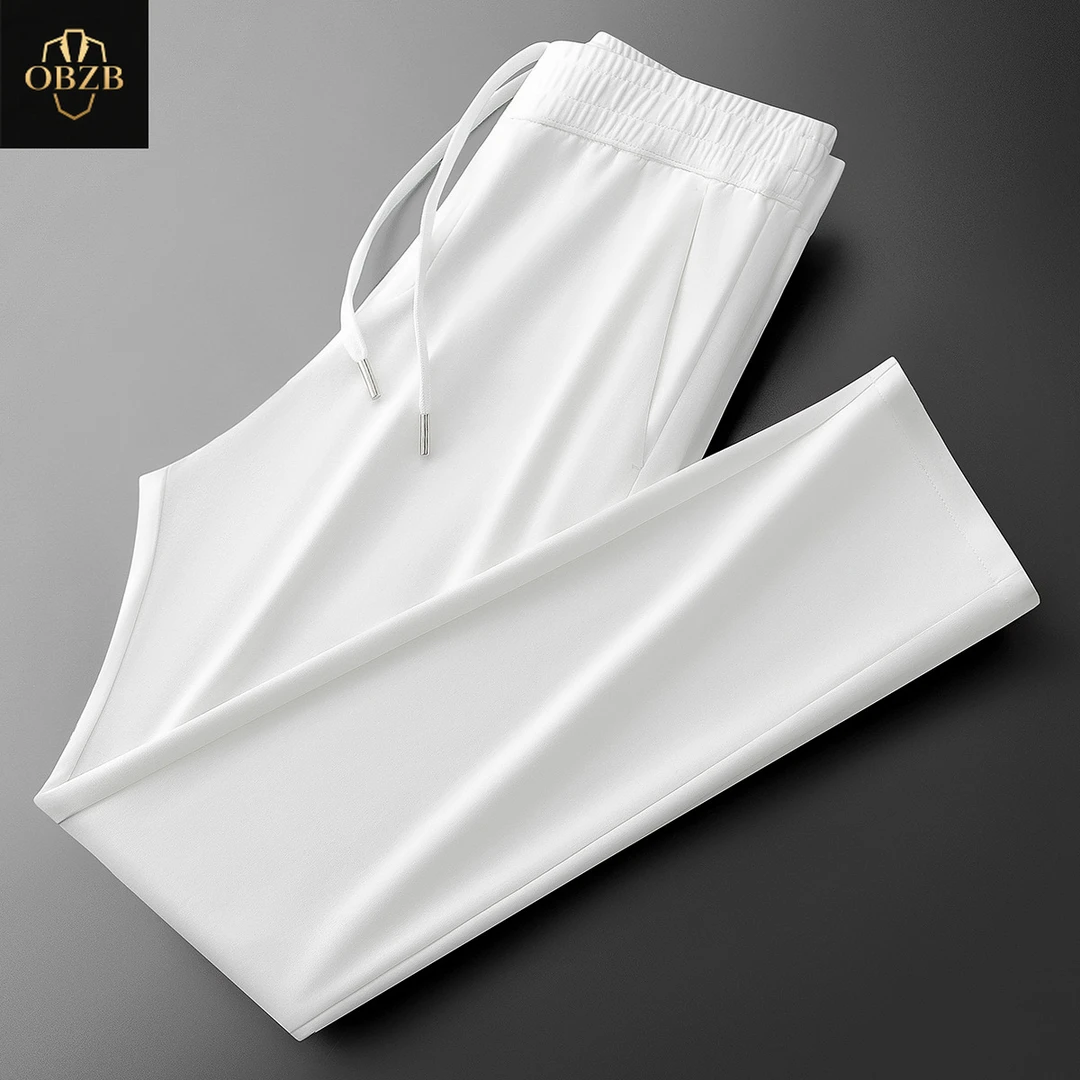 夏季高端纯色冰丝太空棉莫代尔运动裤男士时尚百搭直筒休闲裤男款