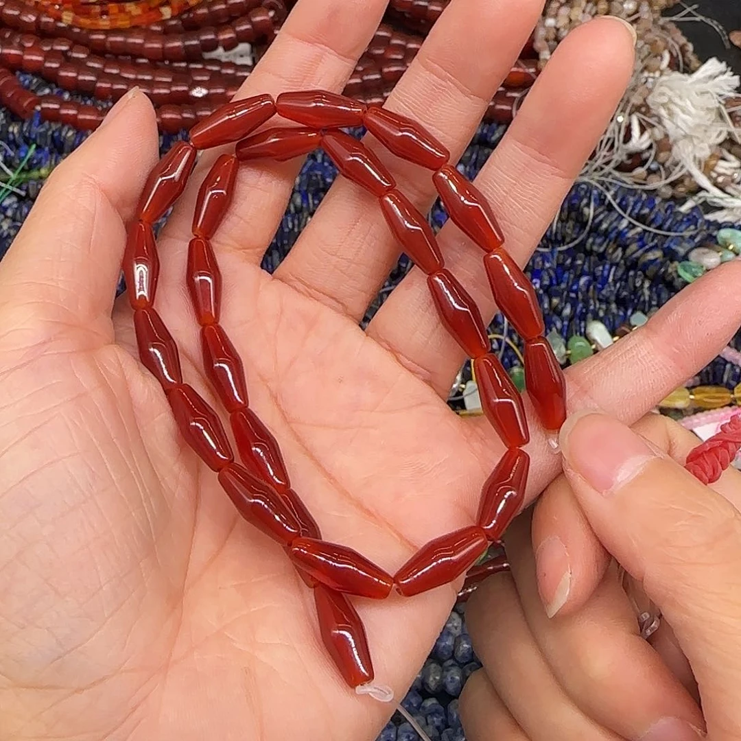 玛瑙/玉髓合金珠宝半成品红玛瑙6-14mm一条