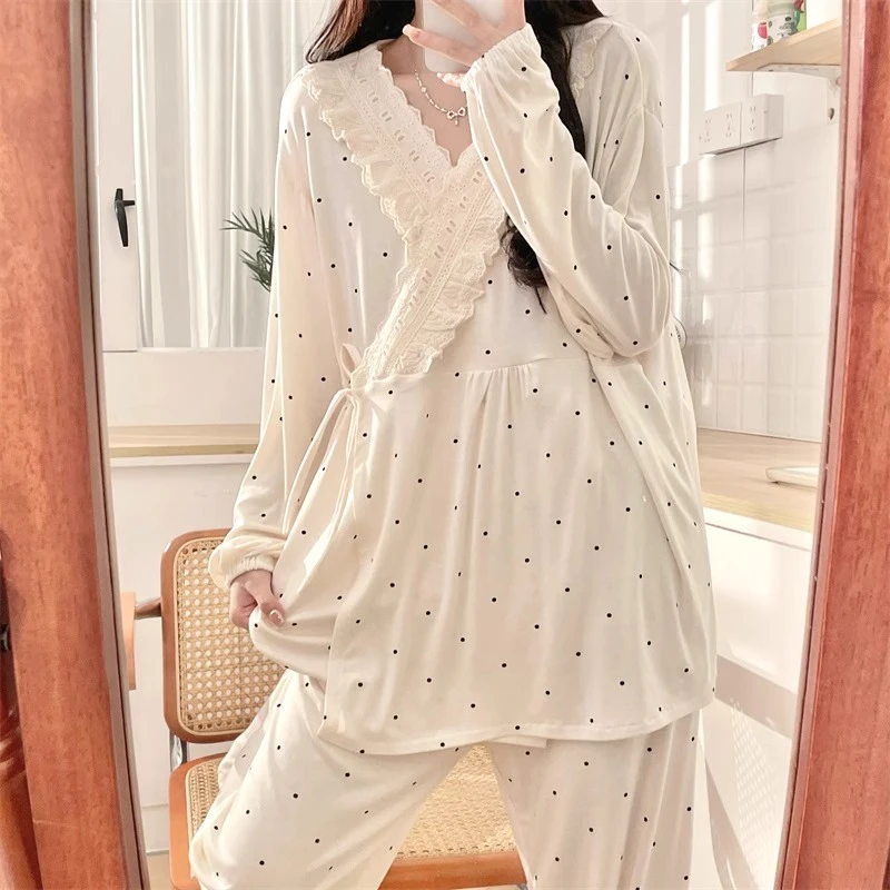 莫代尔月子服产后夏季薄款和服大码哺乳期孕妇睡衣产妇待产家居服