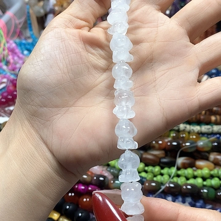 玛瑙/玉髓未镶嵌珠宝半成品天然白水小熊卡11nm
