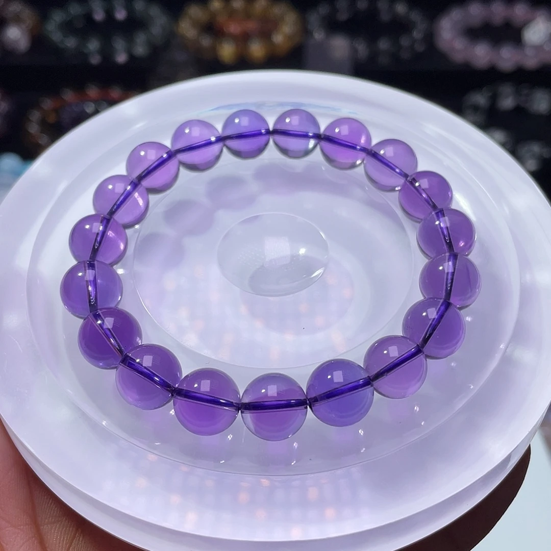 水晶手链未镶嵌巴西毕业级紫水晶10+m