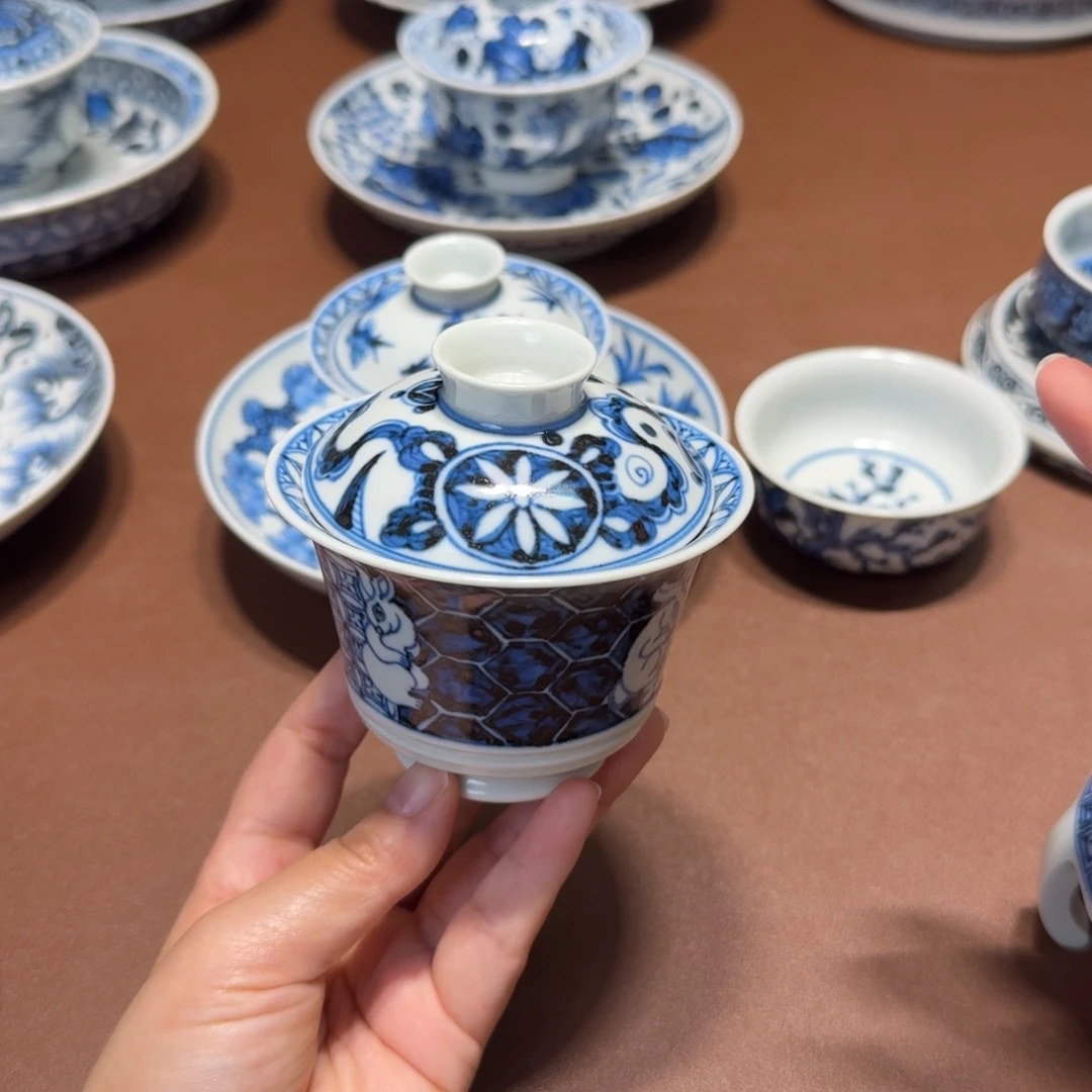 手工手绘茶具盖碗