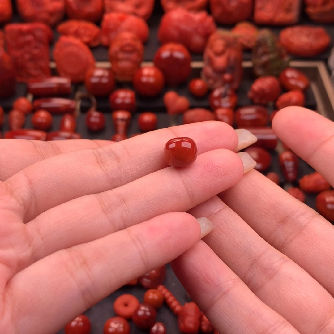 南红玛瑙南红川料原矿老型单珠9.8mm未镶嵌