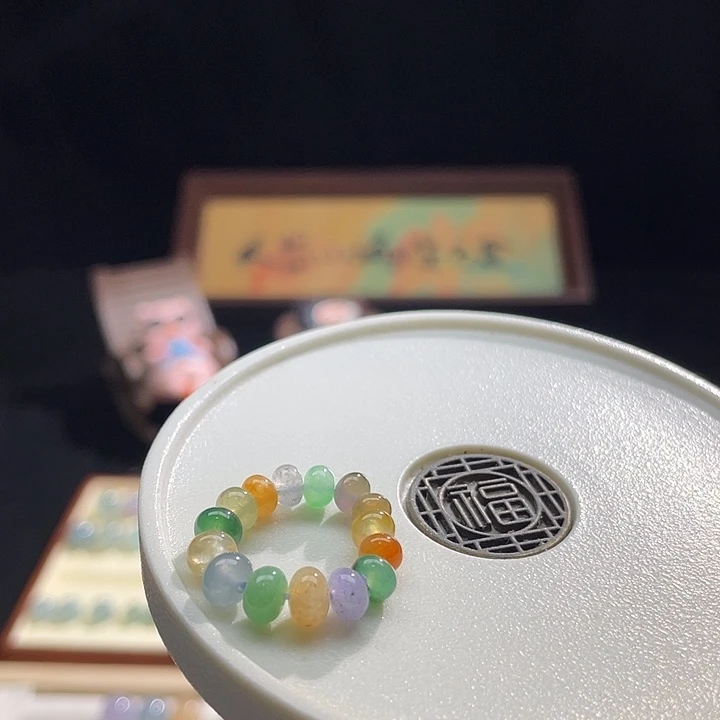 翡翠散珠a货缅甸天然翡翠鼓珠渐变