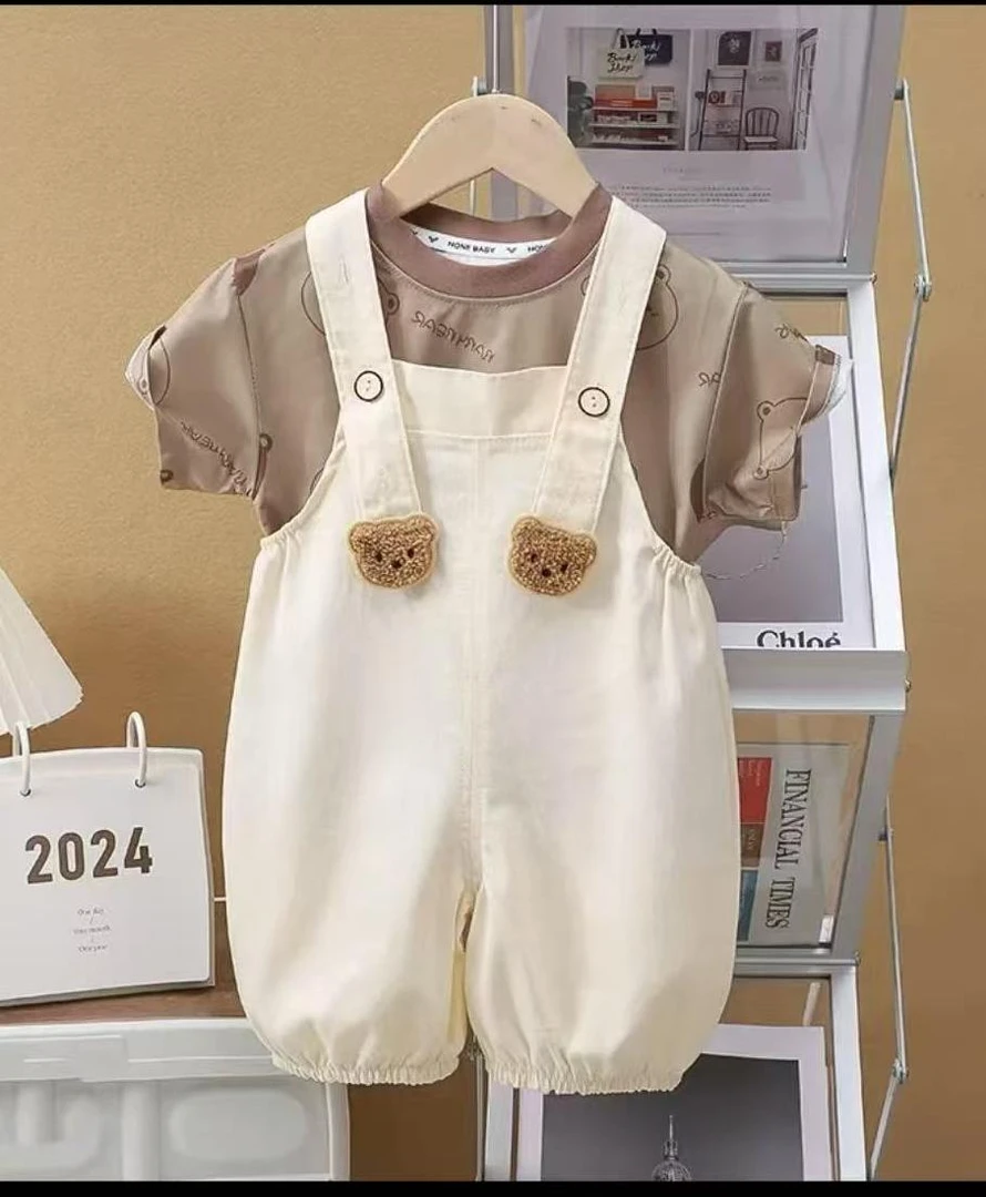 儿童背带裤韩版女宝男童宝宝短袖背带套装男夏季洋气