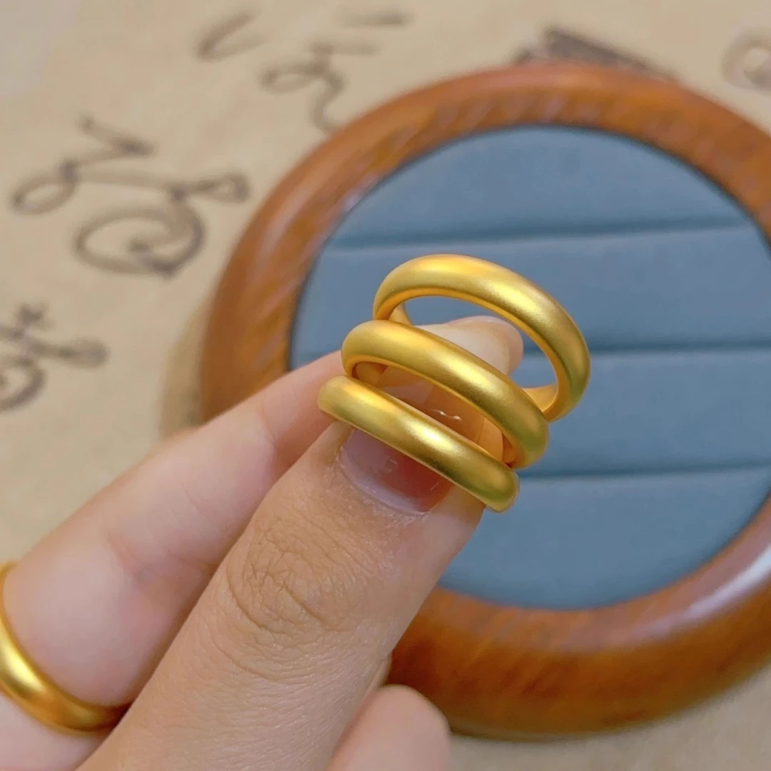 钛钢戒指 不掉色高货!素圈戒指女古法传承 4mm宽面男女款磨砂质感