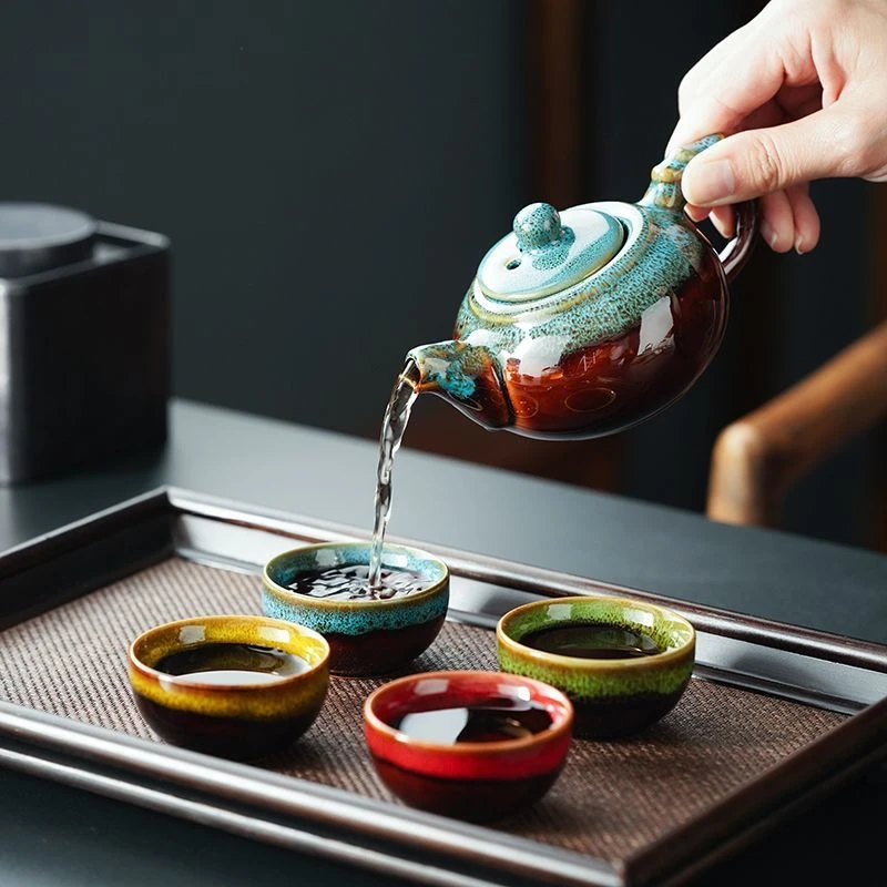 新式窑变1壶4杯创意陶瓷茶杯茶壶