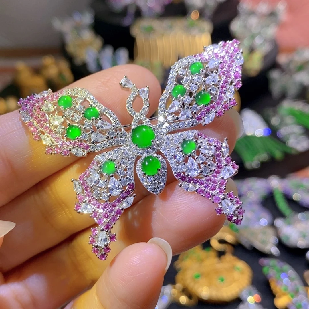 吊坠(不含链)银S925镶嵌翡翠