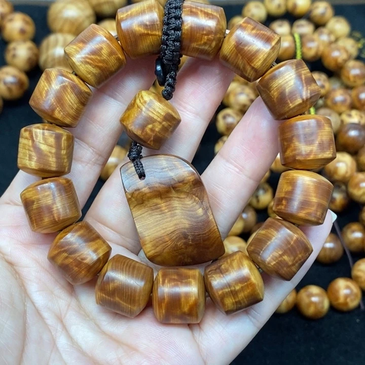 柏木（崖柏）正宗太行崖柏14x15桶珠龙胆纹