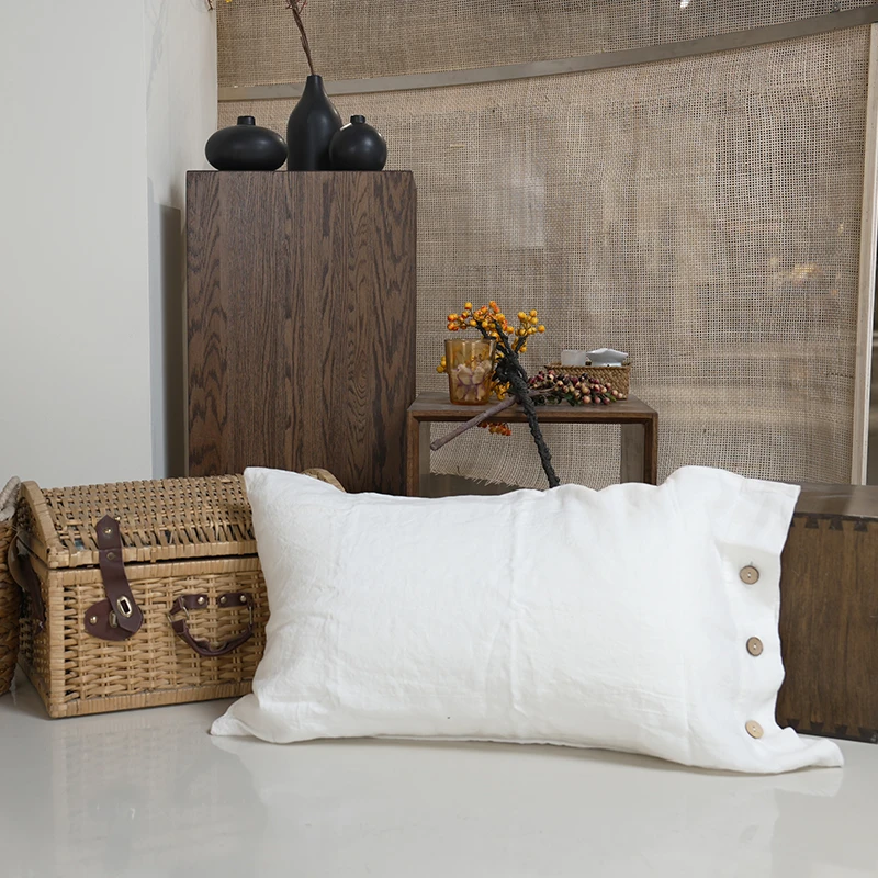 有斐&凡璞/汉麻纽扣款单品枕套-一对