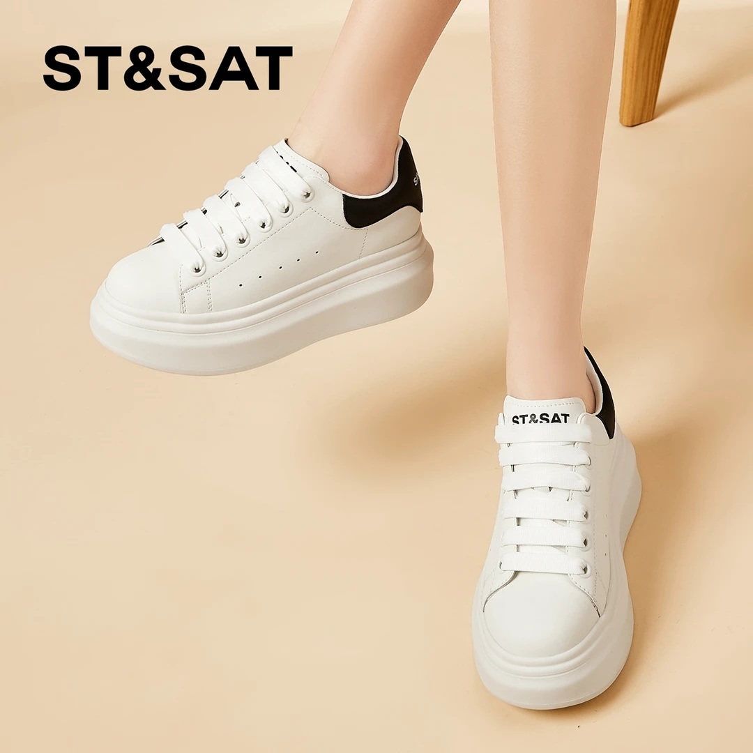 星期六小白鞋女夏季新款休闲时尚百搭板鞋松糕鞋厚底小个子增高鞋