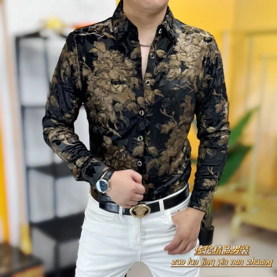 2209秋季新款时尚高品质男士长袖翻领衬衫