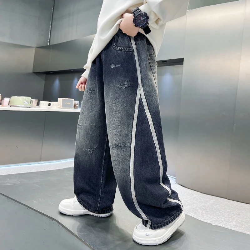 男童软牛仔裤春秋款2025新款儿童秋装直筒宽松洋气炸街秋季裤子潮