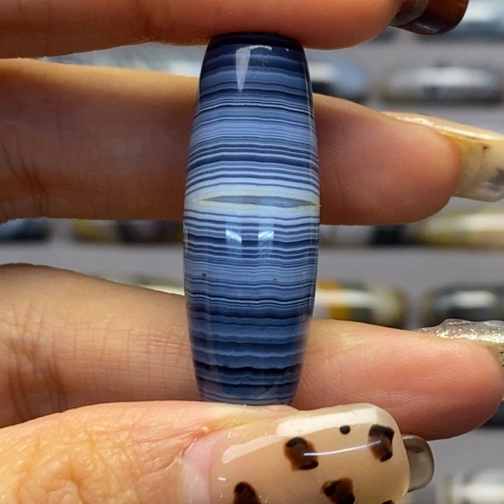 玛瑙/玉髓合金藏风蓝沁海浪花