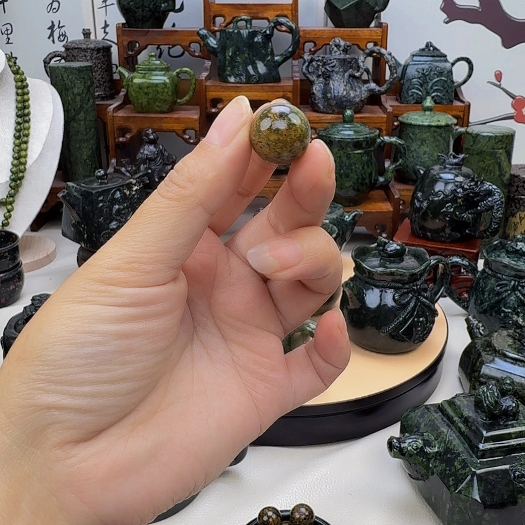 y****未镶嵌蛇纹石玉藏玉药王石精美茶壶