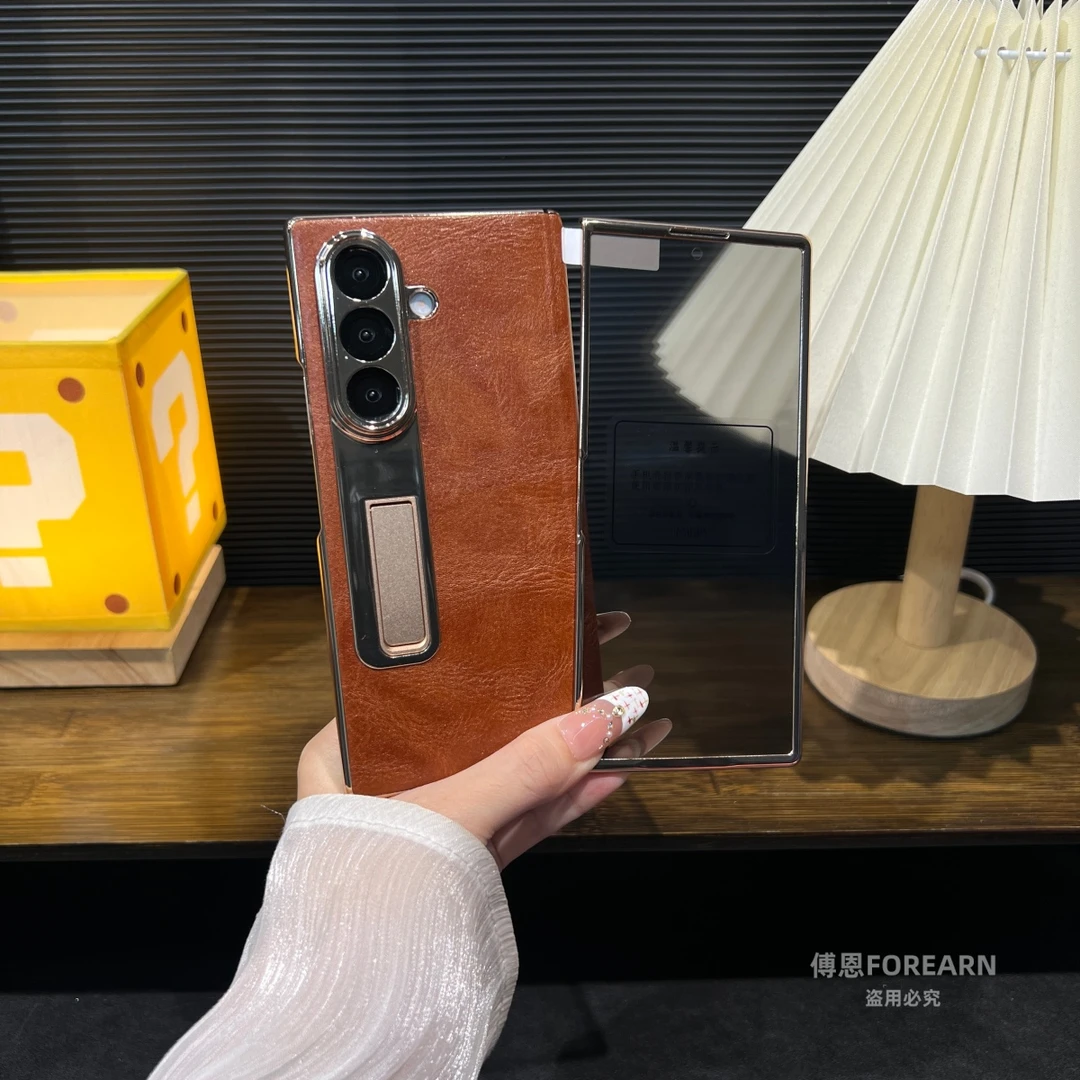 适用于三星Galaxy Z Fold7手机壳折叠屏油蜡真皮zfold7壳膜一体
