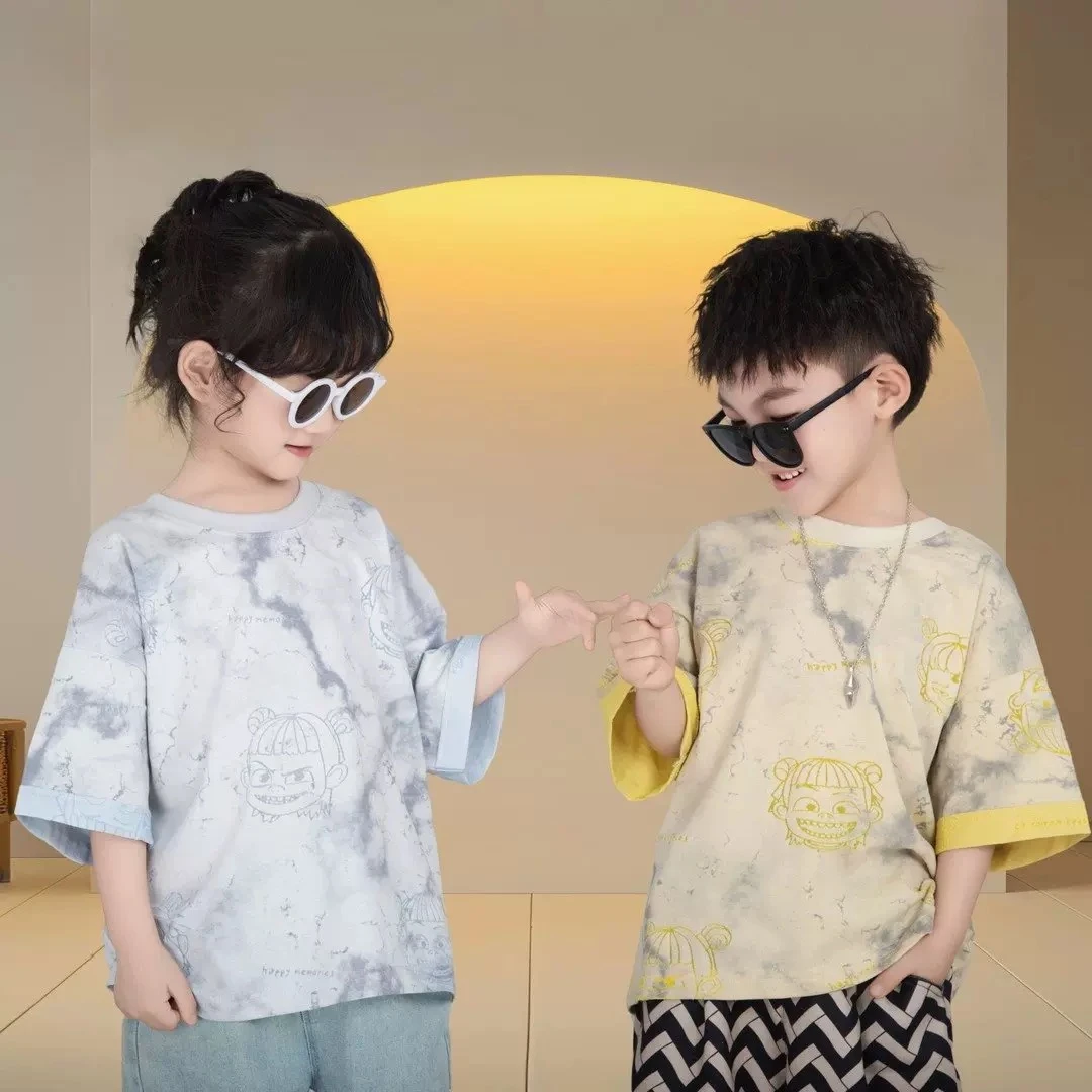 烧花哪吒新款儿童T恤休闲百搭时尚夏季圆领韩版宽松印花男孩ins