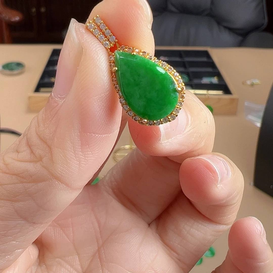 翡翠银S925镶嵌颈饰吊坠