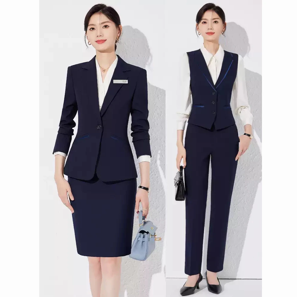 气质职业西装马甲套装女高端制服客服酒店经理前台会务接待工作装
