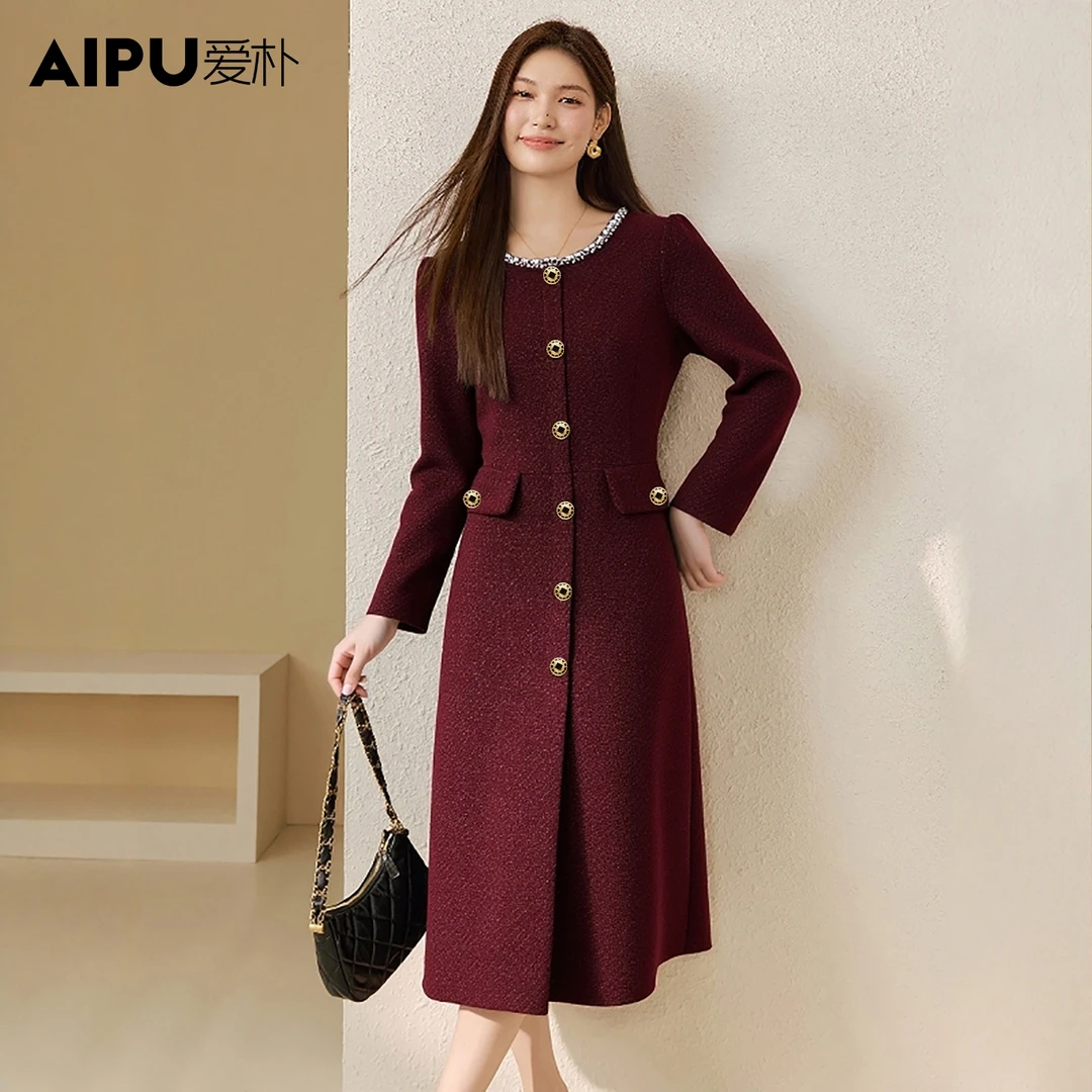 【双旦礼遇】大码秋冬过年款显瘦遮肉洋气高级感时尚连衣裙2637