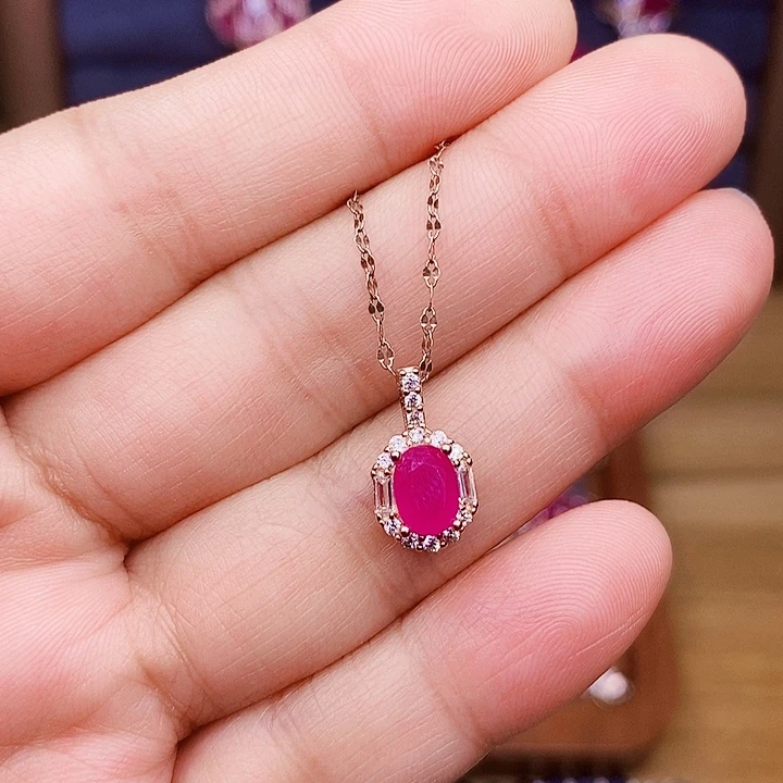 银S925镶嵌红宝石颈饰