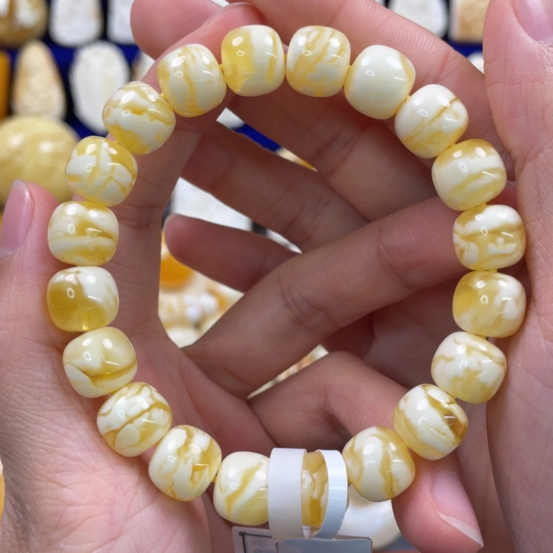 蜜蜡裸石未镶嵌琥珀蜜蜡手串卡11mm