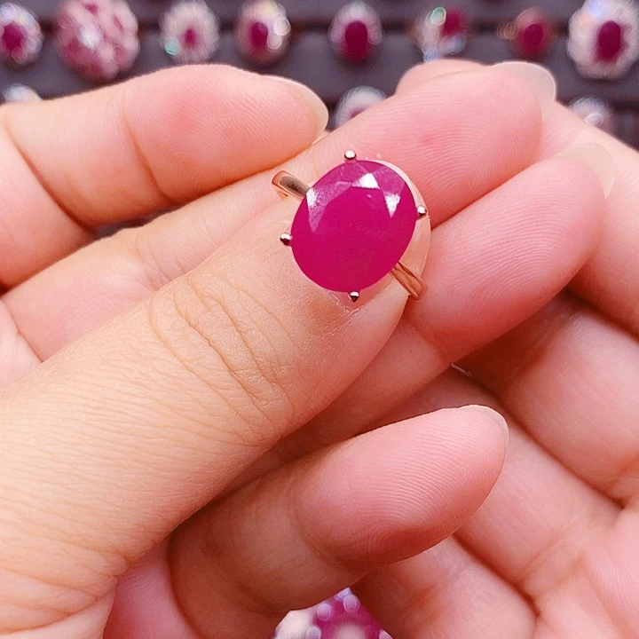 红宝石戒指银S925镶嵌