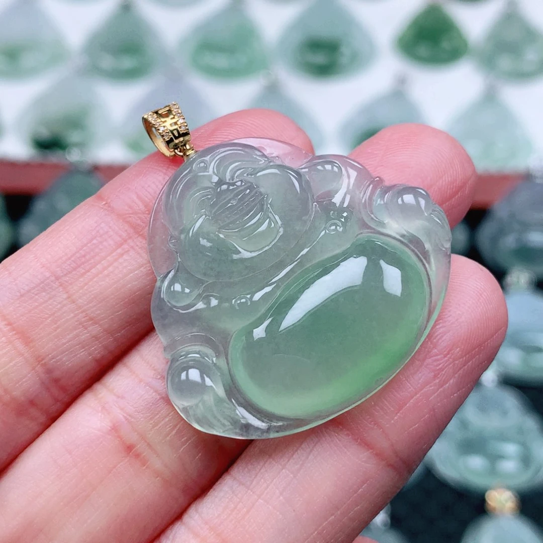 吊坠(不含链)18K金镶嵌翡翠