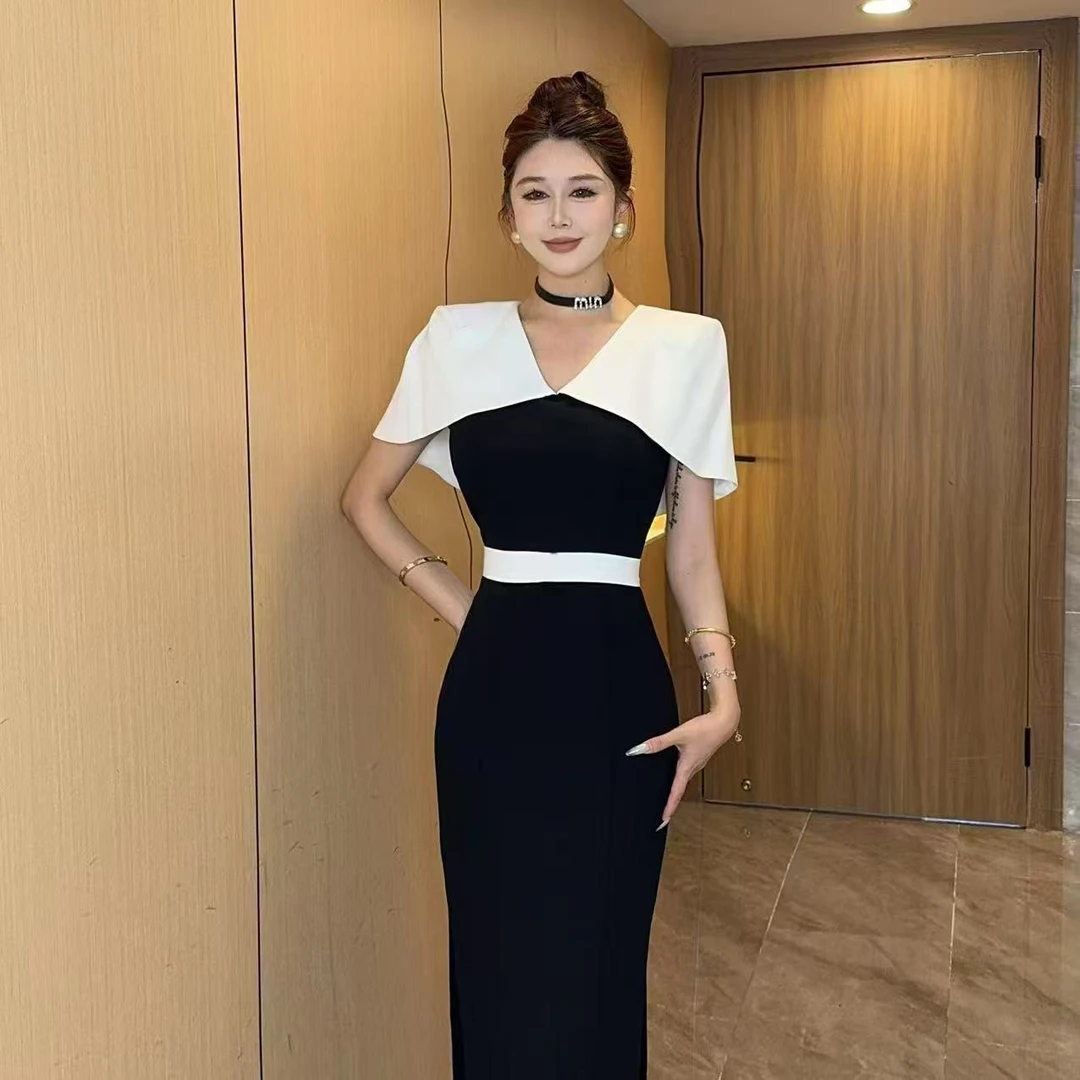 【MD·千亿】2025夏季新款显瘦气质时尚收腰拼接百搭简约连衣裙