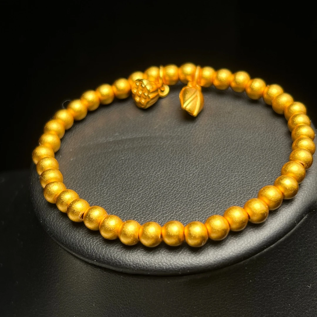 铜合金手链 新中式莲子蓬蓬手串女 弹力绳长约16mm古法气质手镯