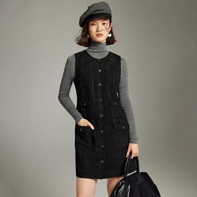 【粉丝专享】MOFAN摩凡冬新款黑色连衣裙MDL581617